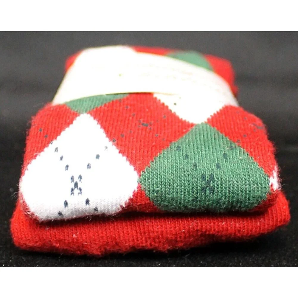 Strasburg Children Girls Sz 4 - 6 Argyle Pattern Tights Footed Red White Green
